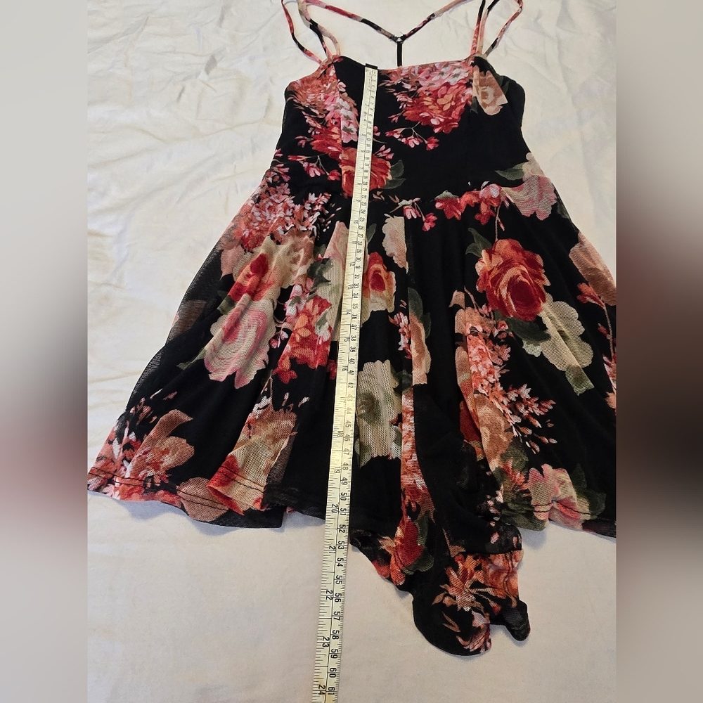 UO Urban Outfitters Black Floral Mini Knit Mesh Romper. Size XS. - Picture 11 of 13